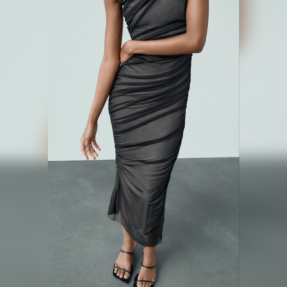 ZARA MIXED TULLE DRESS - Picture 3 of 10